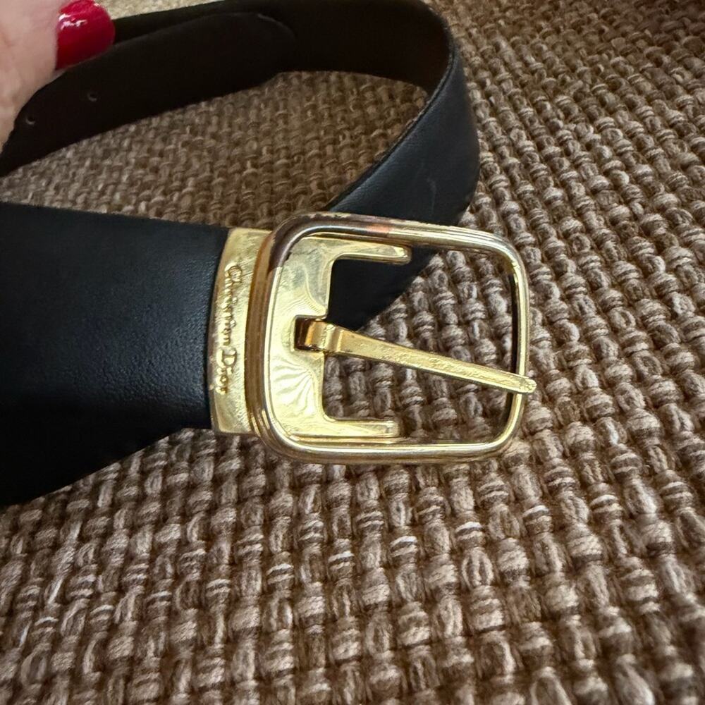 Christian Dior Black /Brown Belt with Gold Buckle - Picture 1 of 12